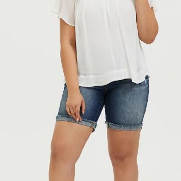 22 R NWOT 2 for $20 Torrid Bermuda distressed shorts high rise - Picture 3 of 8